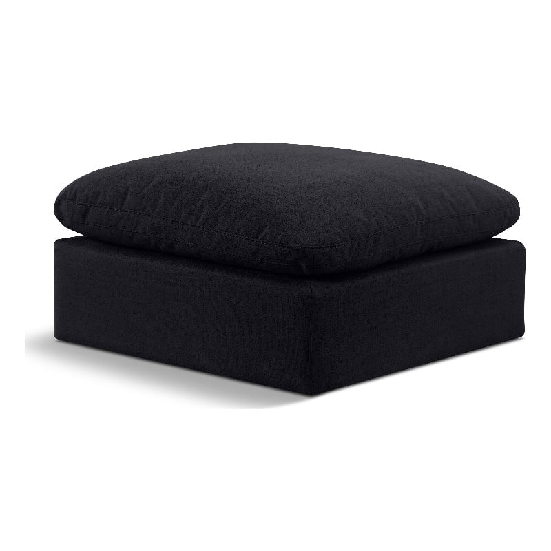 Meridian Furniture Indulge Contemporary Linen Fabric Ottoman in Black