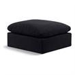 Meridian Furniture Indulge Contemporary Linen Fabric Ottoman in Black