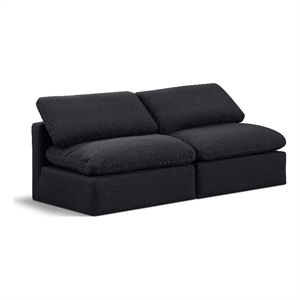 Meridian Furniture Indulge 70&quot Contemporary Linen Fabric Modular Sofa in Black