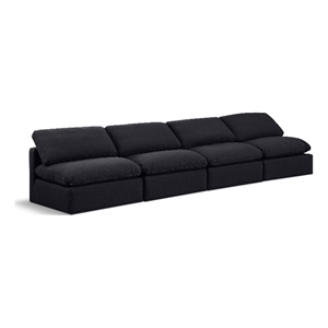 Meridian Furniture Indulge 140&quot Upholstered Linen Fabric Modular Sofa in Black