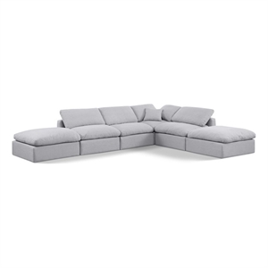 Meridian Furniture Indulge 140&quot Linen Fabric U-Shaped Modular Sectional in Gray