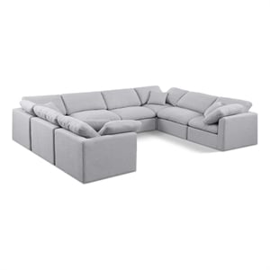Meridian Furniture Indulge 258&quot Linen Fabric U-Shaped Modular Sectional in Gray