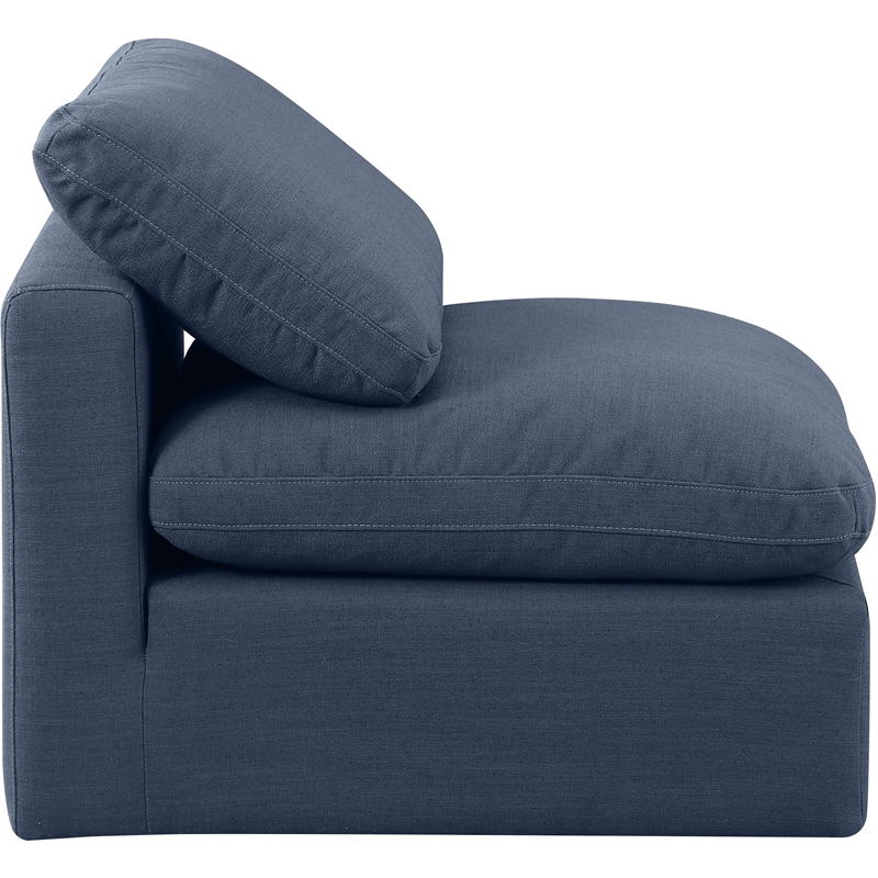 Meridian Furniture Indulge Contemporary Linen Fabric Armless Chair in Navy