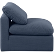 Meridian Furniture Indulge Contemporary Linen Fabric Armless Chair in Navy