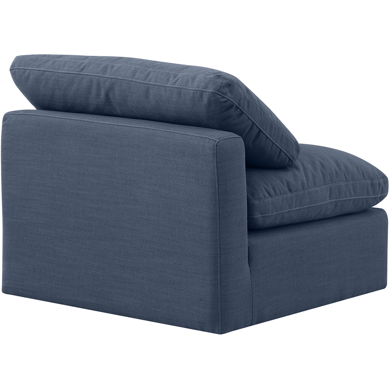 Meridian Furniture Indulge Contemporary Linen Fabric Armless Chair in Navy