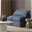 Meridian Furniture Indulge Contemporary Linen Fabric Armless Chair in Navy
