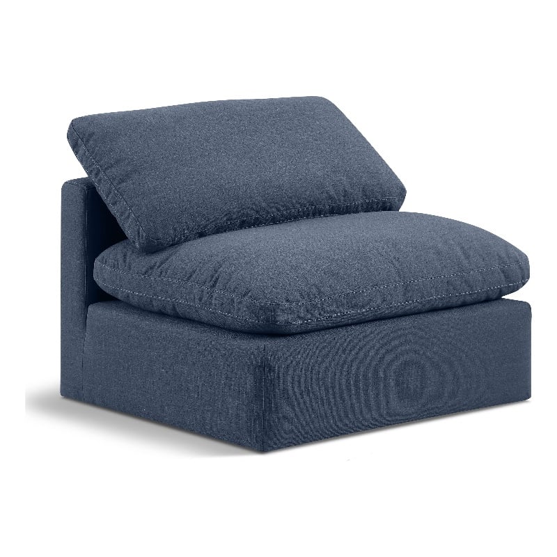 Meridian Furniture Indulge Contemporary Linen Fabric Armless Chair in Navy