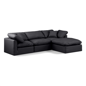 Meridian Furniture Indulge 105&quot Black Vegan Leather L-Shaped Modular Sectional