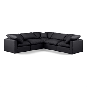 Meridian Furniture Indulge 105&quot Black Vegan Leather L-Shaped Modular Sectional