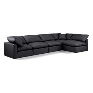 Meridian Furniture Indulge 140&quot Black Vegan Leather L-Shaped Modular Sectional