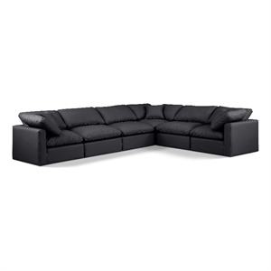 Meridian Furniture Indulge 140&quot Black Vegan Leather L-Shaped Modular Sectional