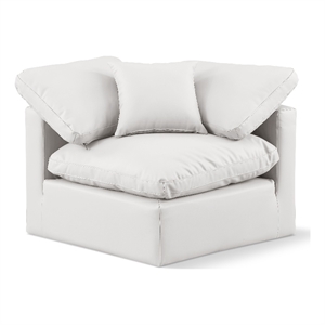 Meridian Furniture Indulge Vegan Leather Corner Chair in Cream