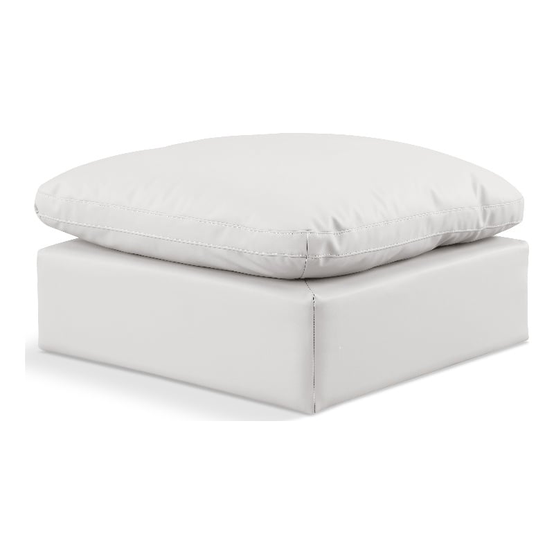 Meridian Furniture Indulge Vegan Leather Ottoman with Latch Underneath in Cream