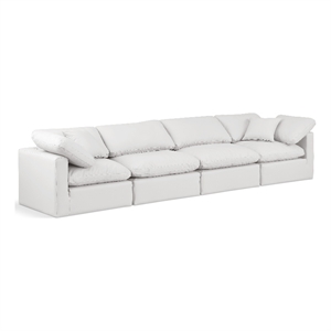Meridian Furniture Indulge 140&quot Vegan Leather Modular Sofa in Cream