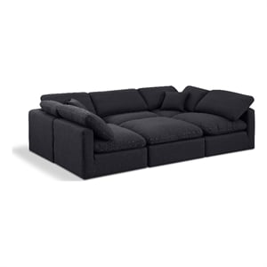 Meridian Furniture Indulge 164&quot Fabric U-Shaped Modular Sectional in Black