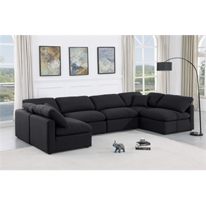 Meridian Furniture Indulge 199&quot Fabric U-Shaped Modular Sectional in Black