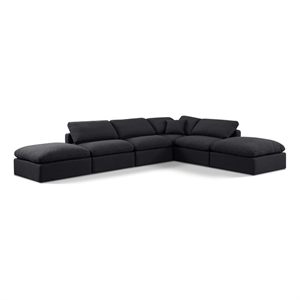 Meridian Furniture Indulge 134.5&quot Fabric U-Shaped Modular Sectional in Black