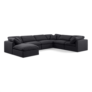 Meridian Furniture Indulge 193.5&quot Fabric U-Shaped Modular Sectional in Black