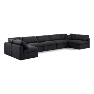 Meridian Furniture Indulge 234&quot Fabric U-Shaped Modular Sectional in Black