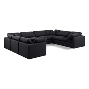 Meridian Furniture Indulge 258&quot Fabric U-Shaped Modular Sectional in Black