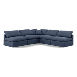 Meridian Furniture Indulge 169.5&quot Fabric L-Shaped Modular Sectional in Navy