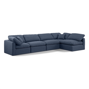 Meridian Furniture Indulge 164&quot Fabric L-Shaped Modular Sectional in Navy