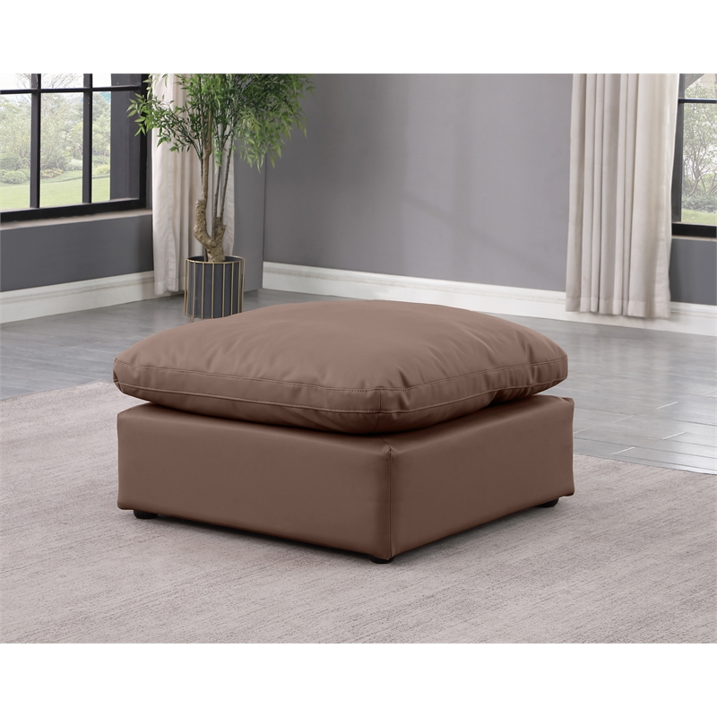 Meridian Furniture Indulge Contemporary Vegan Leather Ottoman in Brown