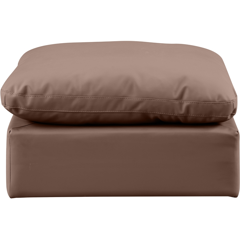 Meridian Furniture Indulge Contemporary Vegan Leather Ottoman in Brown