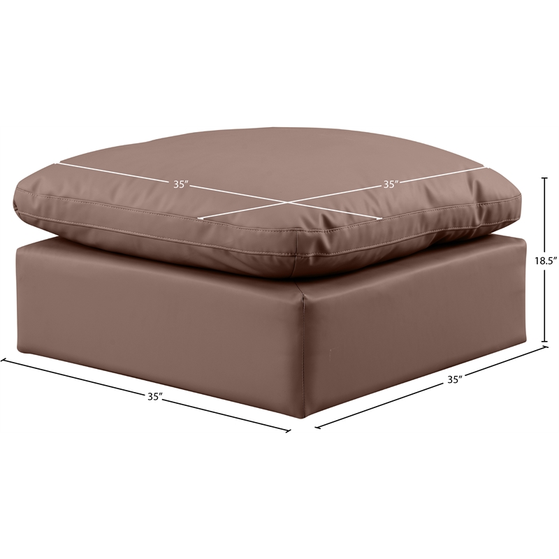 Meridian Furniture Indulge Contemporary Vegan Leather Ottoman in Brown