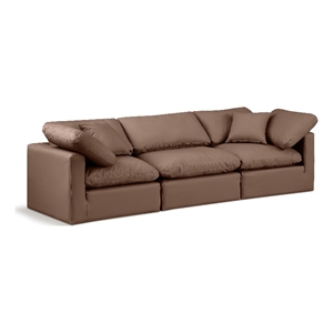Meridian Furniture Indulge 94&quot Vegan Leather Modular Sofa in Brown