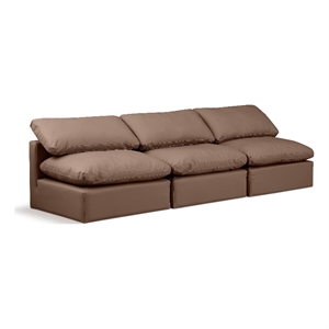 Meridian Furniture Indulge 105&quot Vegan Leather Modular Sofa in Brown