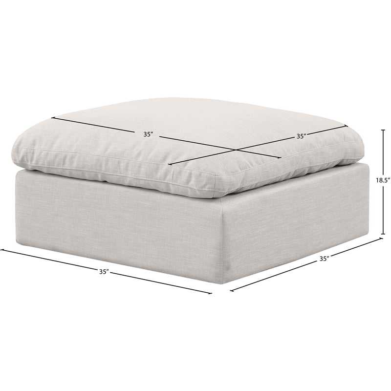 Meridian Furniture Indulge Contemporary Fabric Ottoman in Cream