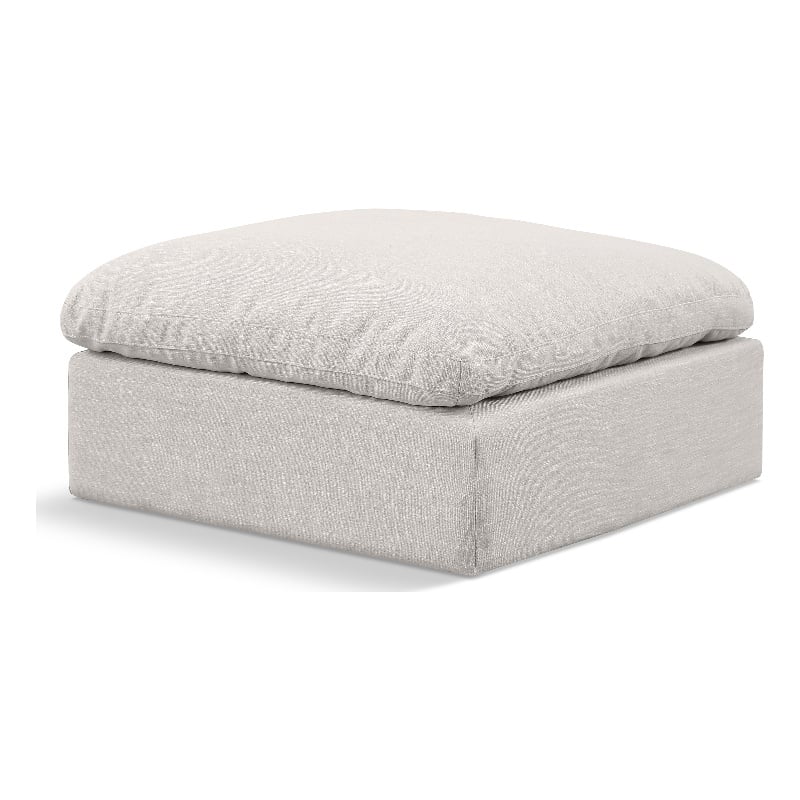 Meridian Furniture Indulge Contemporary Fabric Ottoman in Cream