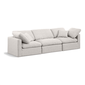 Meridian Furniture Indulge 94&quot Contemporary Fabric Modular Sofa in Cream