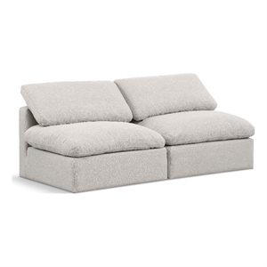 Meridian Furniture Indulge 70&quot Contemporary Fabric Modular Sofa in Cream
