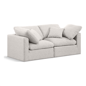 Meridian Furniture Indulge 70&quot Upholstered Fabric Modular Sofa in Cream