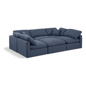 Meridian Furniture Indulge 164&quot Fabric U-Shaped Modular Sectional in Navy