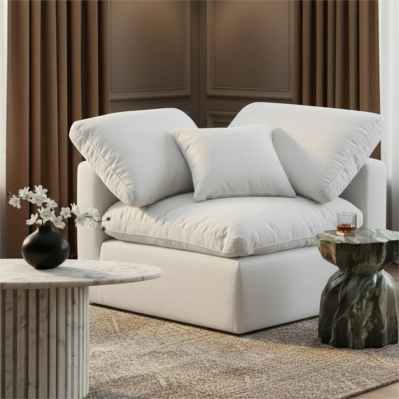 Meridian Furniture Indulge Contemporary Fabric Armless Chair in White