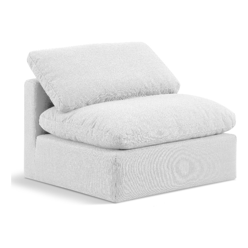 Meridian Furniture Indulge Contemporary Fabric Armless Chair in White