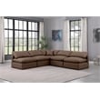 Meridian Furniture Indulge Brown Vegan Leather L-Shaped Modular Sectional