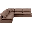 Meridian Furniture Indulge Brown Vegan Leather L-Shaped Modular Sectional