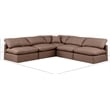 Meridian Furniture Indulge Brown Vegan Leather L-Shaped Modular Sectional