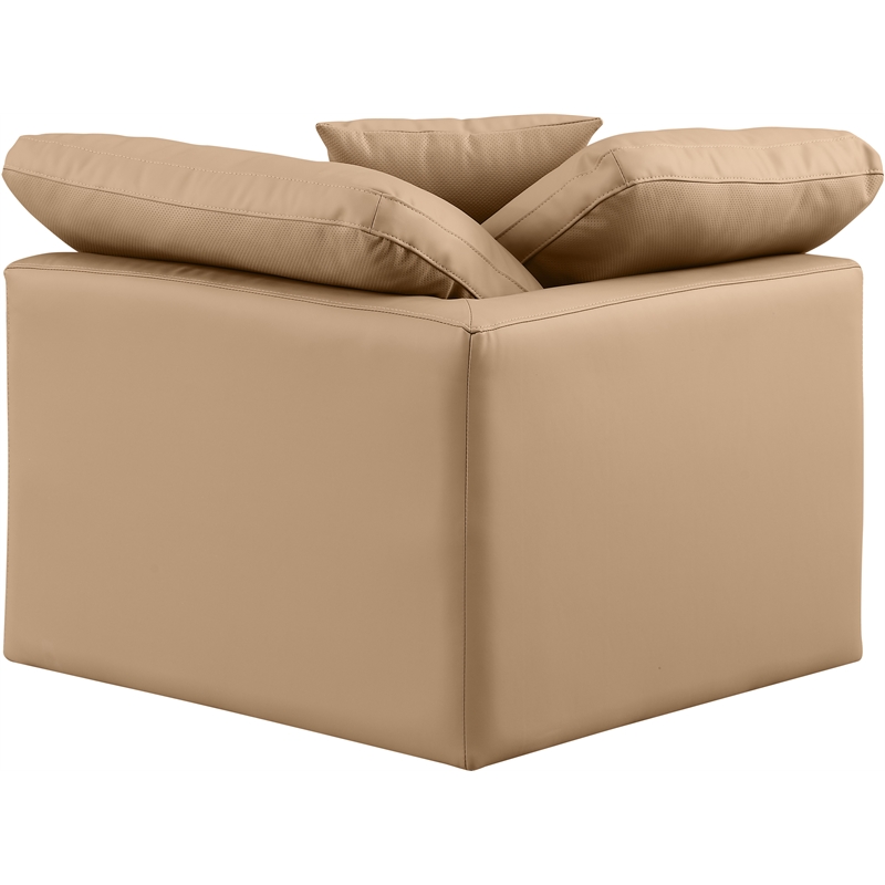 Meridian Furniture Indulge Contemporary Vegan Leather Corner Chair in Tan