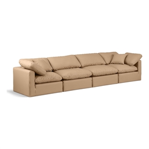 Meridian Furniture Indulge 129&quot Vegan Leather Modular Sofa in Tan