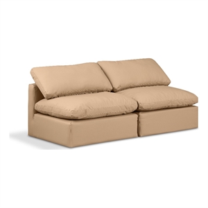 Meridian Furniture Indulge 70&quot Vegan Leather Modular Sofa in Tan