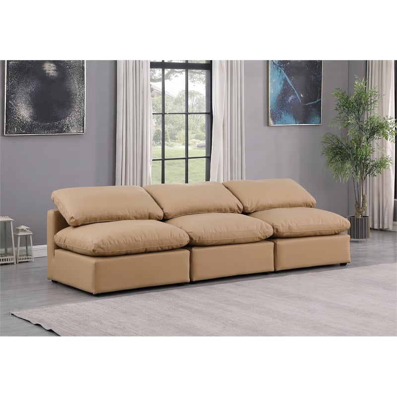 Meridian Furniture Indulge Tan Vegan Leather Modular Sofa