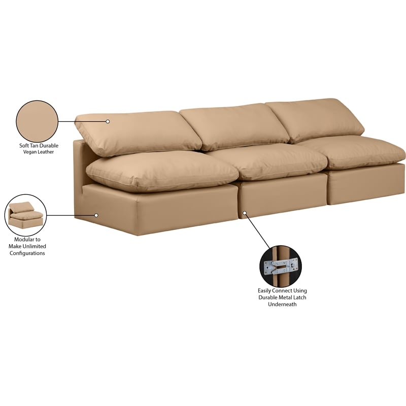 Meridian Furniture Indulge Tan Vegan Leather Modular Sofa