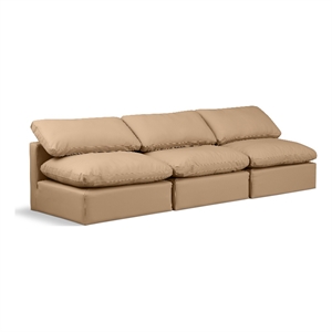 Meridian Furniture Indulge Tan Vegan Leather Modular Sofa