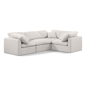 Meridian Furniture Indulge 123.5&quot Fabric L-Shaped Modular Sectional in Cream