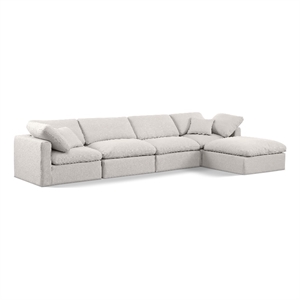 Meridian Furniture Indulge 129&quot Fabric L-Shaped Modular Sectional in Cream